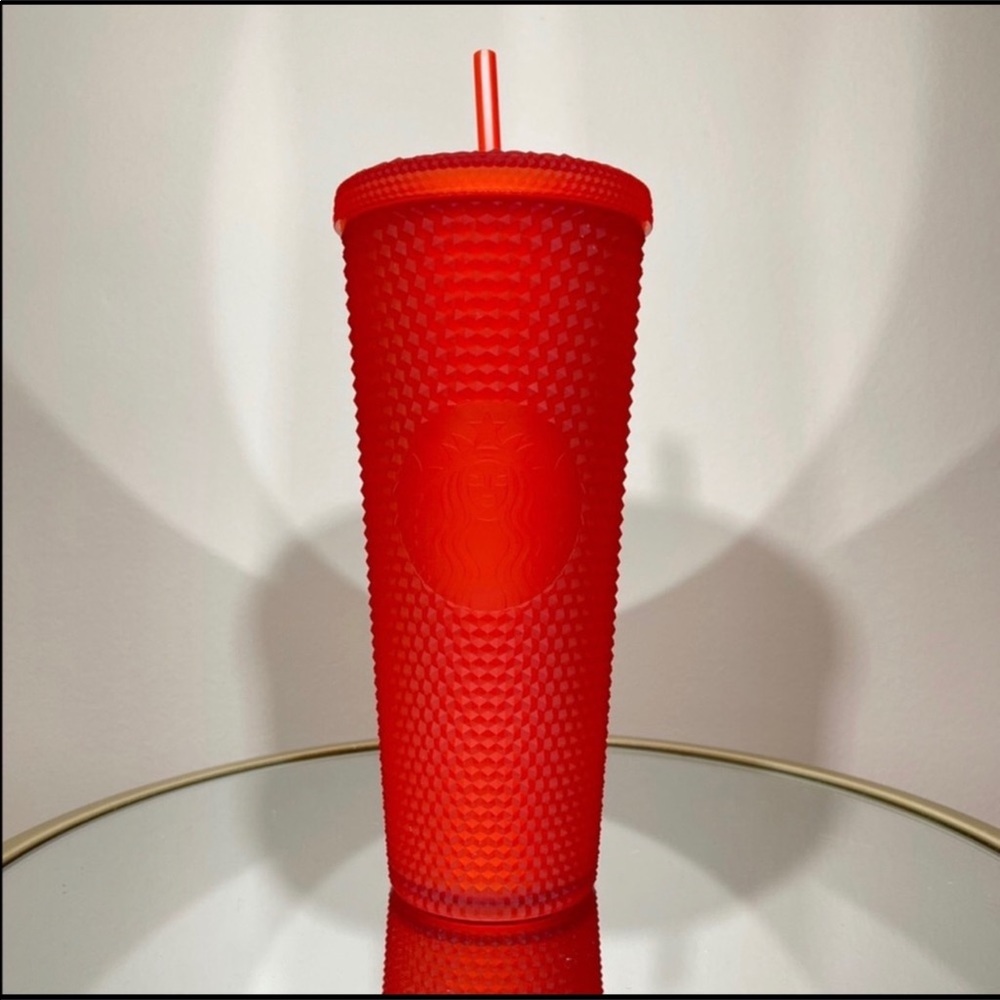 Matte red studded Starbucks Tumblr